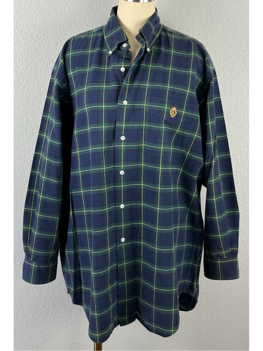 Lauren Ralph Lauren Men’s Tartan Plaid Button Down Double L Crest Shirt Medium
